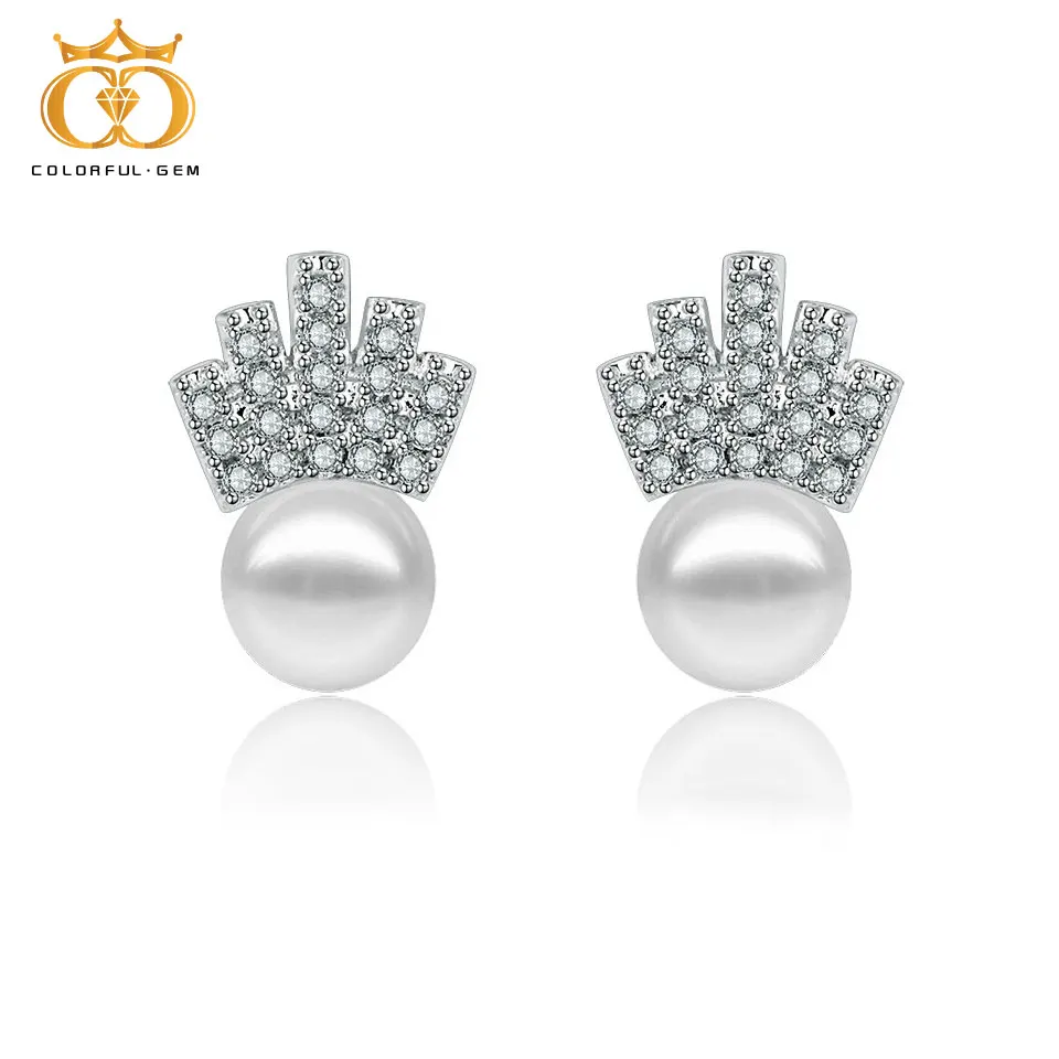 Красочные. gem модные украшения шпильки серьги для женщин Имитация Жемчуга Корона