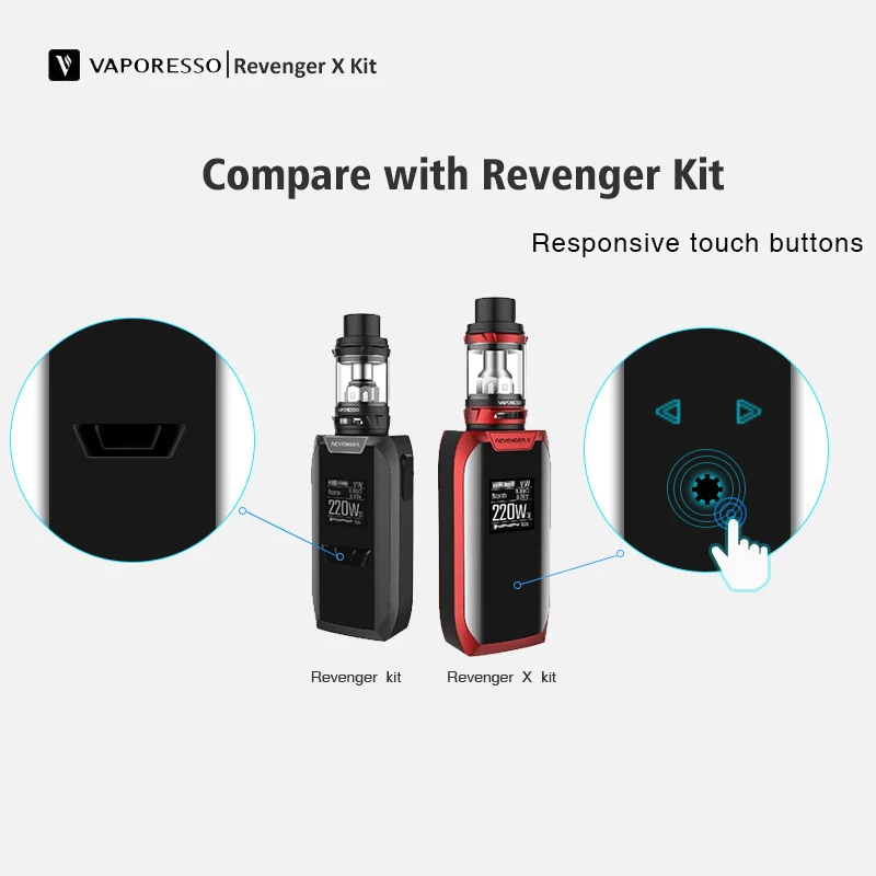 Original Vaporesso Revenger X Kit Vape 220W Output with 0.96 Touch Pattern 5ML/2ML Atomizer Capacity Fit Mod | Электроника