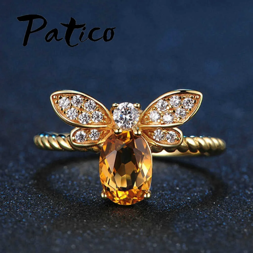 New Fashion Ring Crystal Bee Rings For Women Gold Color Open Adjustable Design Jewelry Gift Knuckle Finger | Украшения и