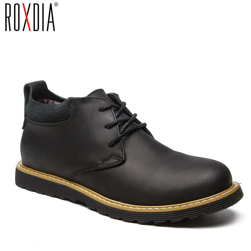 ROXDIA/модные кожаные осенне-зимние мужские ботинки Теплые Ботильоны