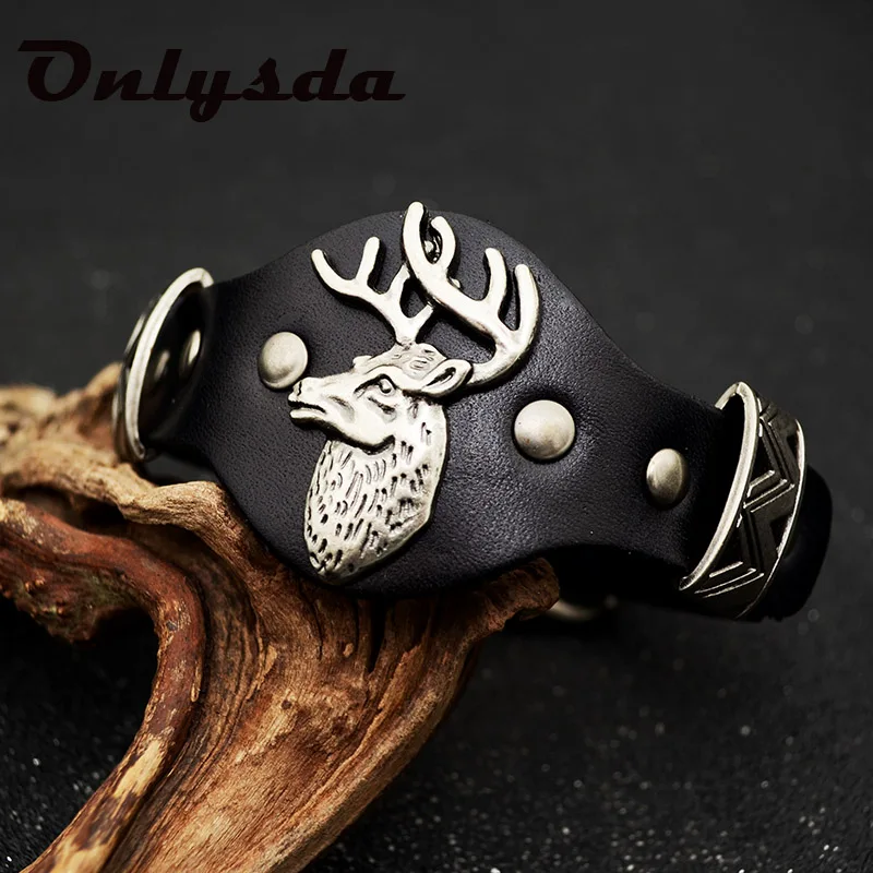 Мужские Широкие браслеты Onlysda из цинкового сплава Milu Deer модные в стиле панк с