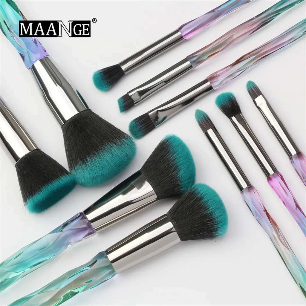 Набор кистей для макияжа Brochas Maquillaje 10 шт. основа кристальная и алмазная