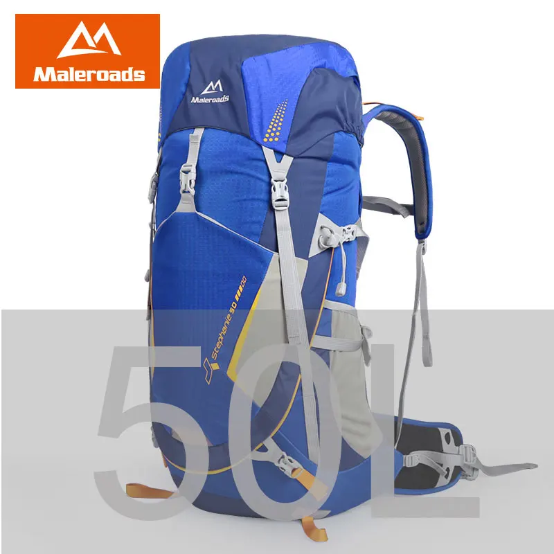 Maleroads 50L 60L профессиональный рюкзак для альпинизма, походная сумка для путешествий, походный рюкзак для мужчин и женщин - Цвет: Blue 50L