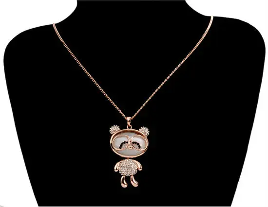 New Cute bear Pendant Crystal &amp Opal Decoration Necklace LHP-4498D | Украшения и аксессуары