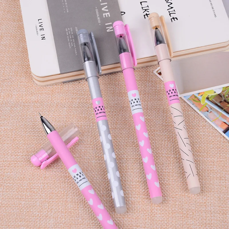 

6Pcs Stationery Cute Dot Heart Erasable Pen Gel Pen School Office Kawaii Supplies Handles Creative Gift Candy