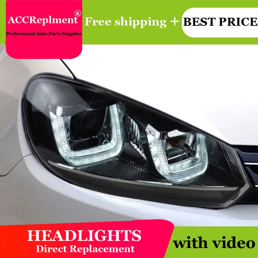 Автомобильный Стиль светодиодный налобный фонарь для VW Golf 6 фары 2009 2013 Ангел глаз