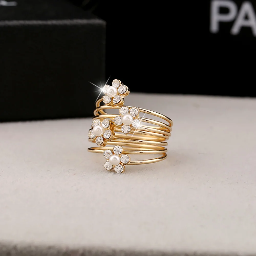 OL Shape Flower Rhinestone Pentagram Star Love Spiral Spring Finger Ring Womens Fashion Jewelry Anillos Mujer B0031 | Украшения и
