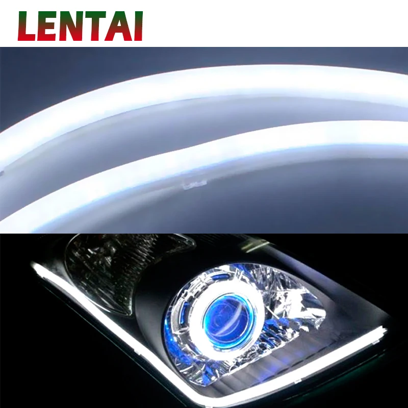 LENTAI 1 комплект 60 см автомобиля светодиодный DRL полосы светильник белый + желтый