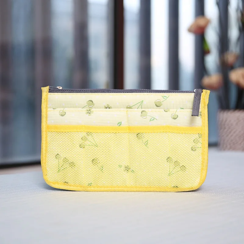 Yellow cherry RUPUTIN, женская сумка-Органайзер для путешествий, косметичка для туалетных принадлежностей, наборы для путешествий, сумка для хранения, двойная цветная косметичка на молнии - Цвет: Yellow cherry