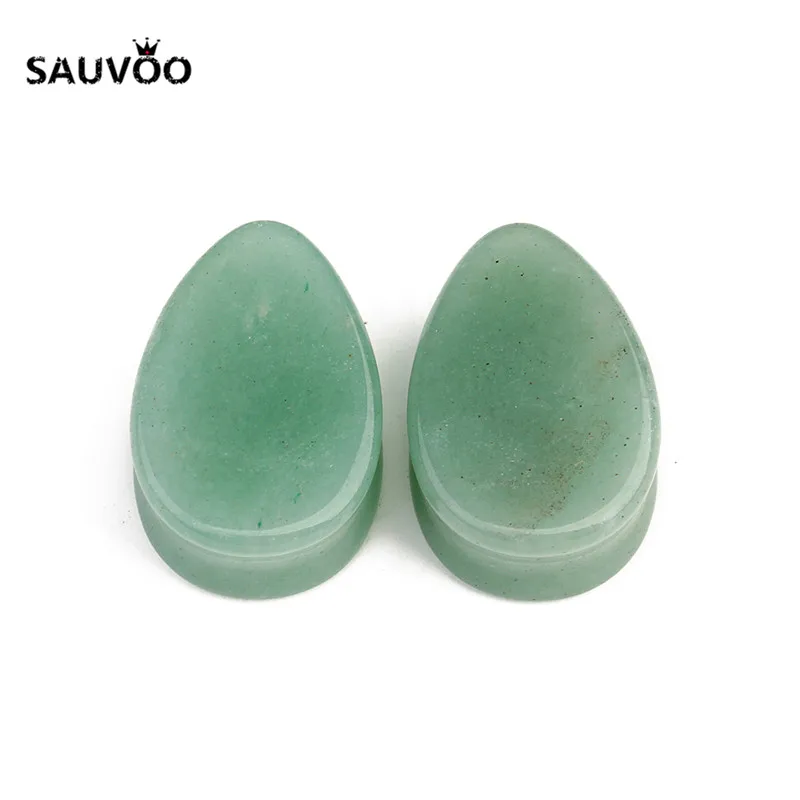 Sauvoo 2 шт./партия розовый, зеленый, черный прозрачный камень овальная в форме листка Ушная вилка 6 мм до 16 мм растянутый пирсинг ювелирные изделия для тела для мужчин и женщин