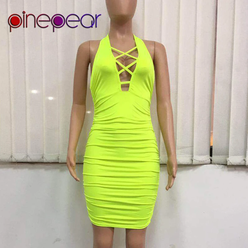 Женское Плиссированное Платье из полиэстера однотонное облегающее платье с