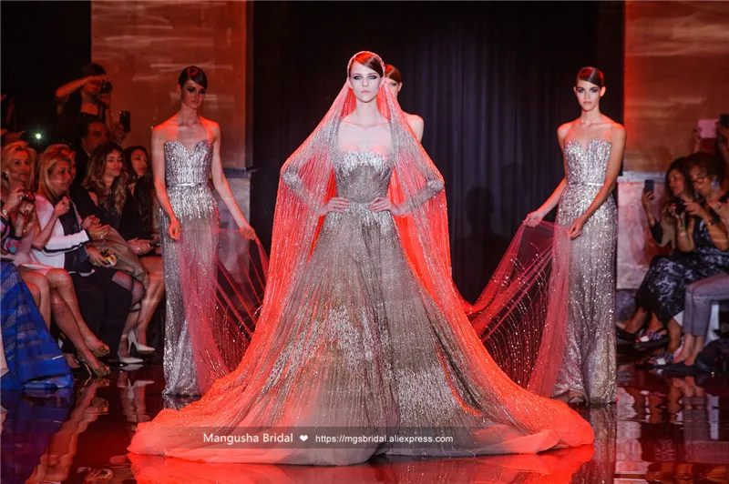 2016 Эли Сааб Свадебные Платья Роскошные Бисероплетение Без Бретелек С Плеча