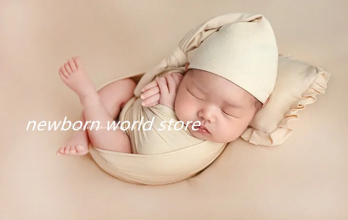 Реквизит для фотосъемки новорожденных растягивающаяся пленка шляпа и подушки
