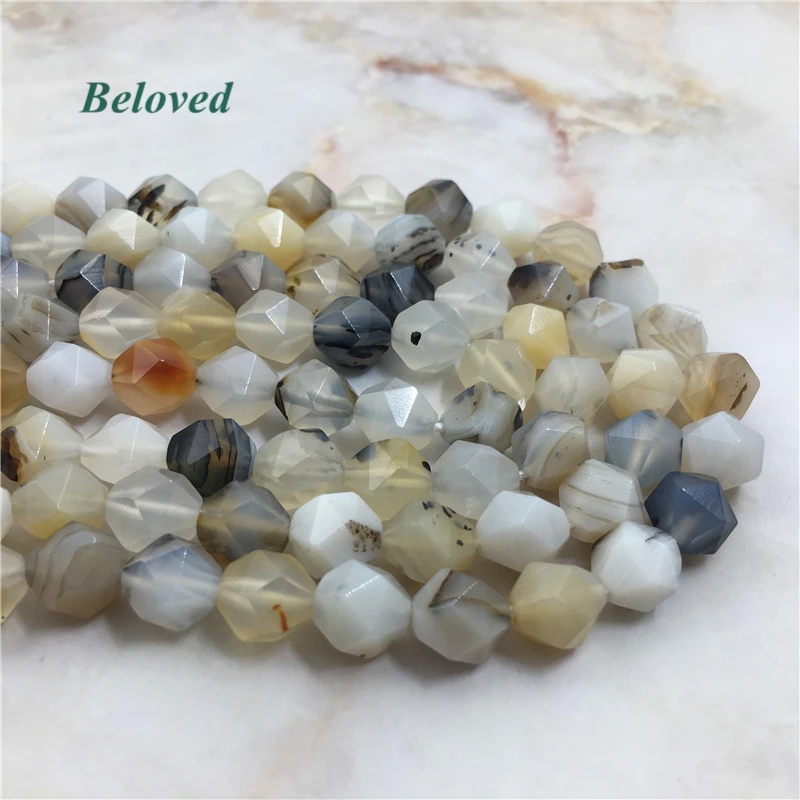 High Quality Faceted Black Flower Agates Loose Beads 15.5&quot Round Lace Agat Gems Necklace Making Strand BG18072 | Украшения и