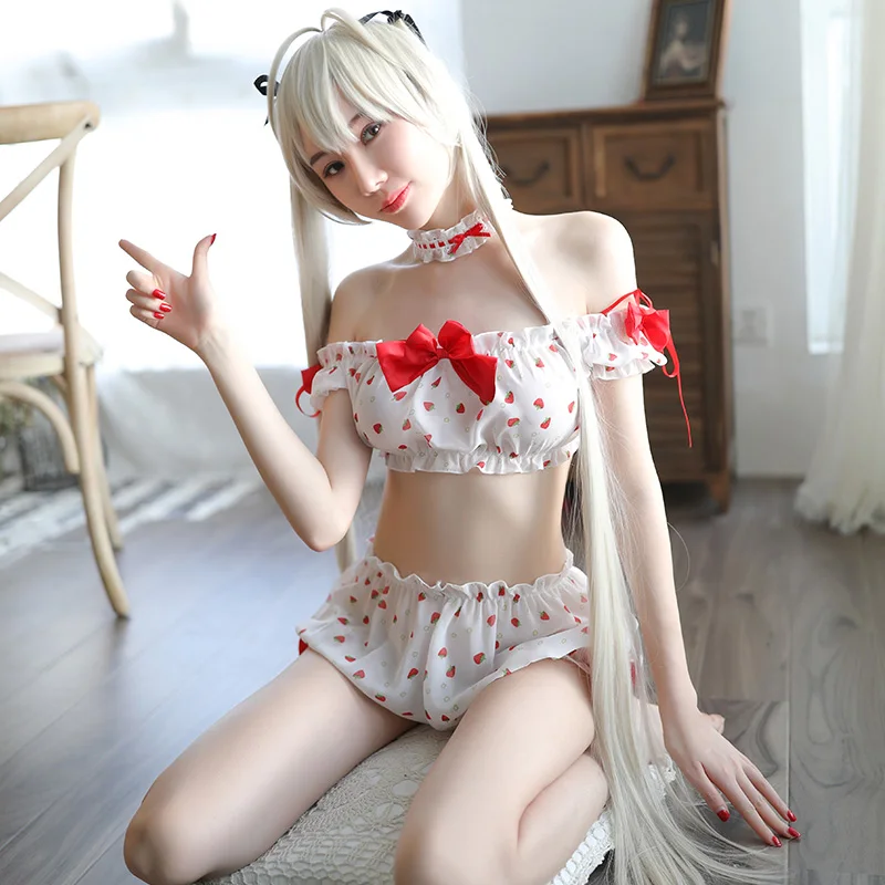 Fee et moAnime Косплей пижамы костюм розовый полосатый клубника Лолита девушки