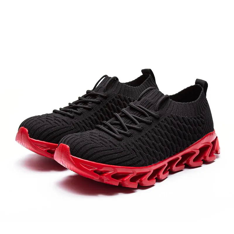 Красный MWY/Повседневная обувь; Мужские дышащие вязаные кроссовки; Zapatos De Hombre; мужские кроссовки; мужская обувь на плоской подошве; уличная прогулочная обувь - Цвет: Красный