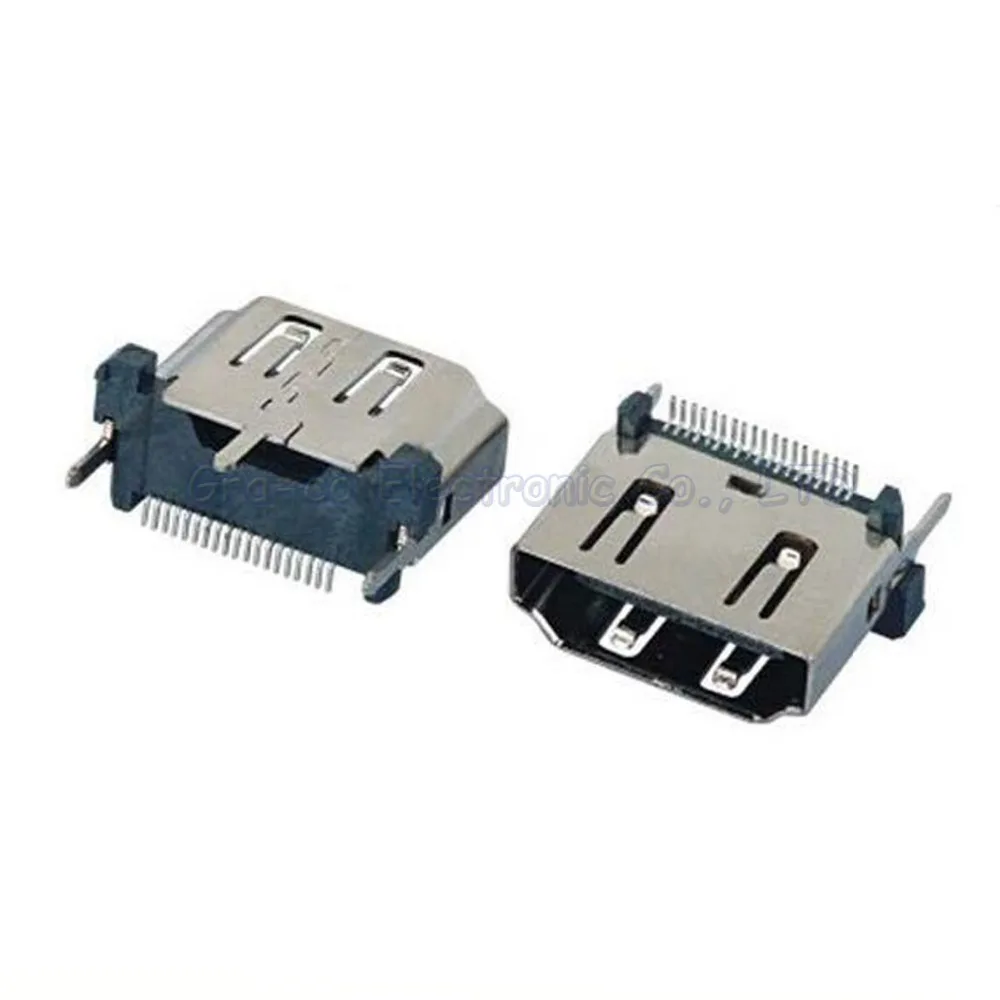 Гнездовой разъем HDMI 19P 10 шт. вертикальная розетка 180 градусов с тремя