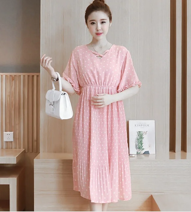 Шифоновые платья с принтом Одежда для беременных элегантная женская одежда