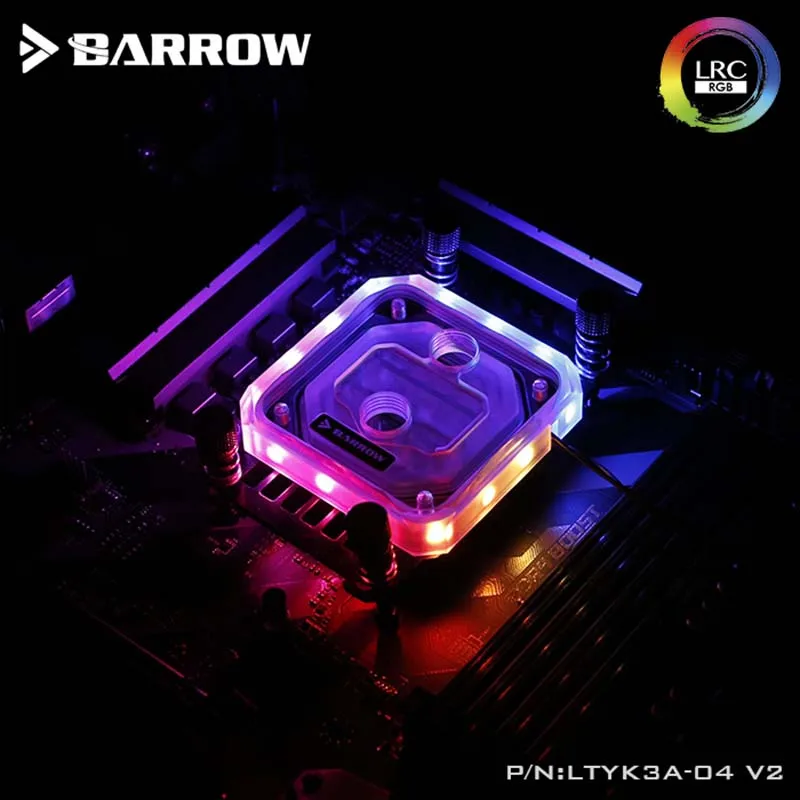 Barrow LTYK3A-04 V2, водяной блок процессора для платформы AMD/AM4, микроводный путь реактивного типа, акриловая Аврора для строительства водяного охладителя
