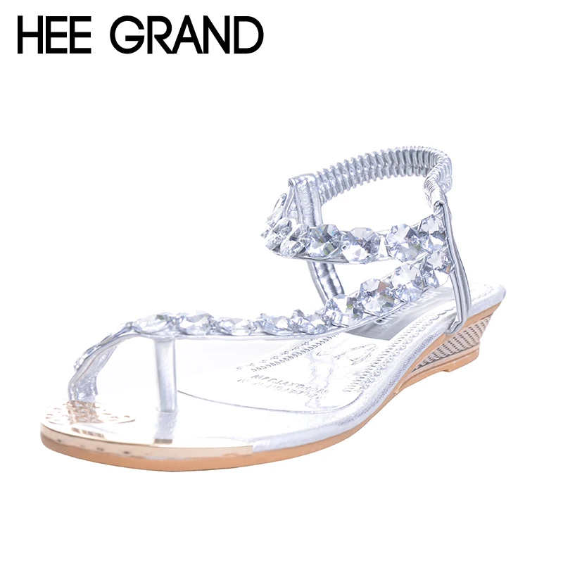 HEE GRAND/Брендовые женские босоножки на плоской подошве Вьетнамки со стразами