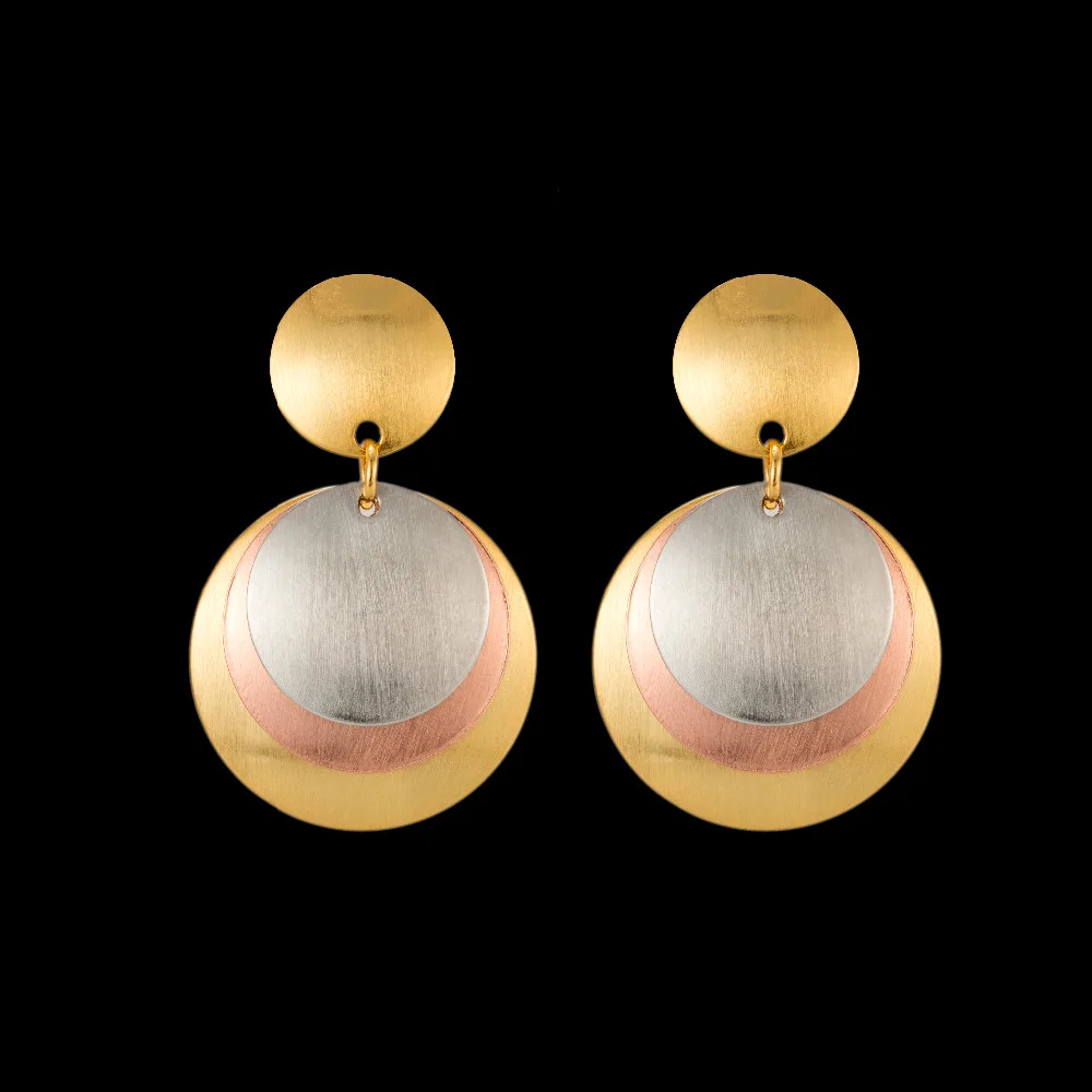 MUKUN Модные женские итальянские Дубаи три серьги с несколькими тонами золотого