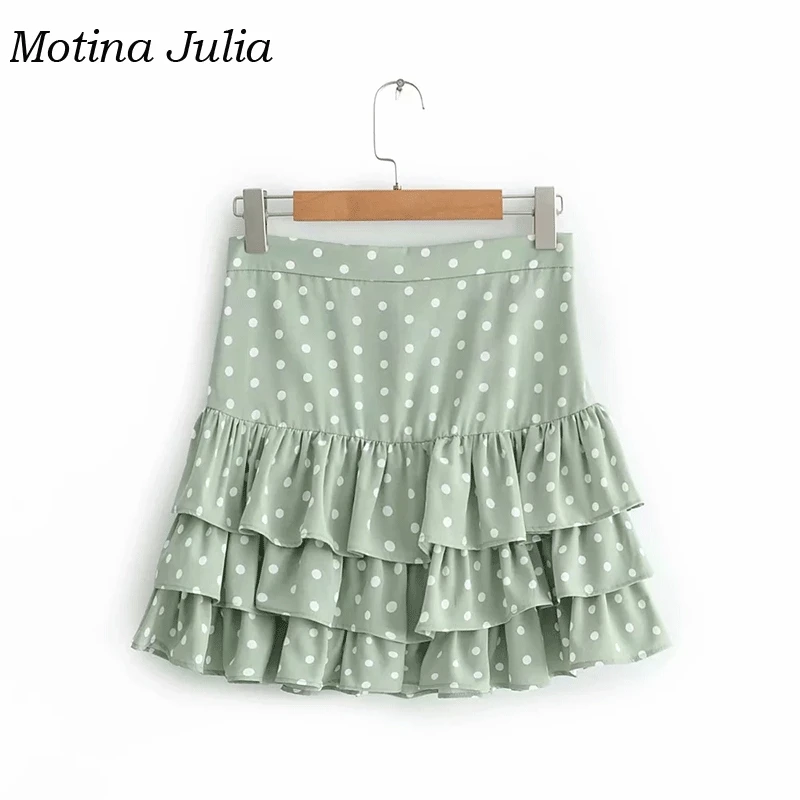 Motina Julia 2019 юбка в горошек с рюшами женская уличная мини-юбка короткая юбка-русалка