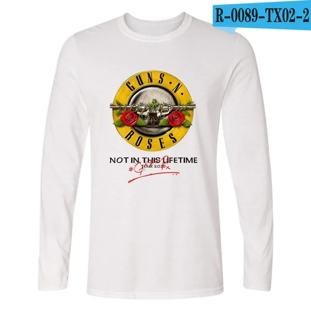 white Guns and Roses Мужская футболка весна осень футболка Мужская рок группа футболка хип хоп 4XL футболки топы брендовая одежда guns N Rose - Цвет: white