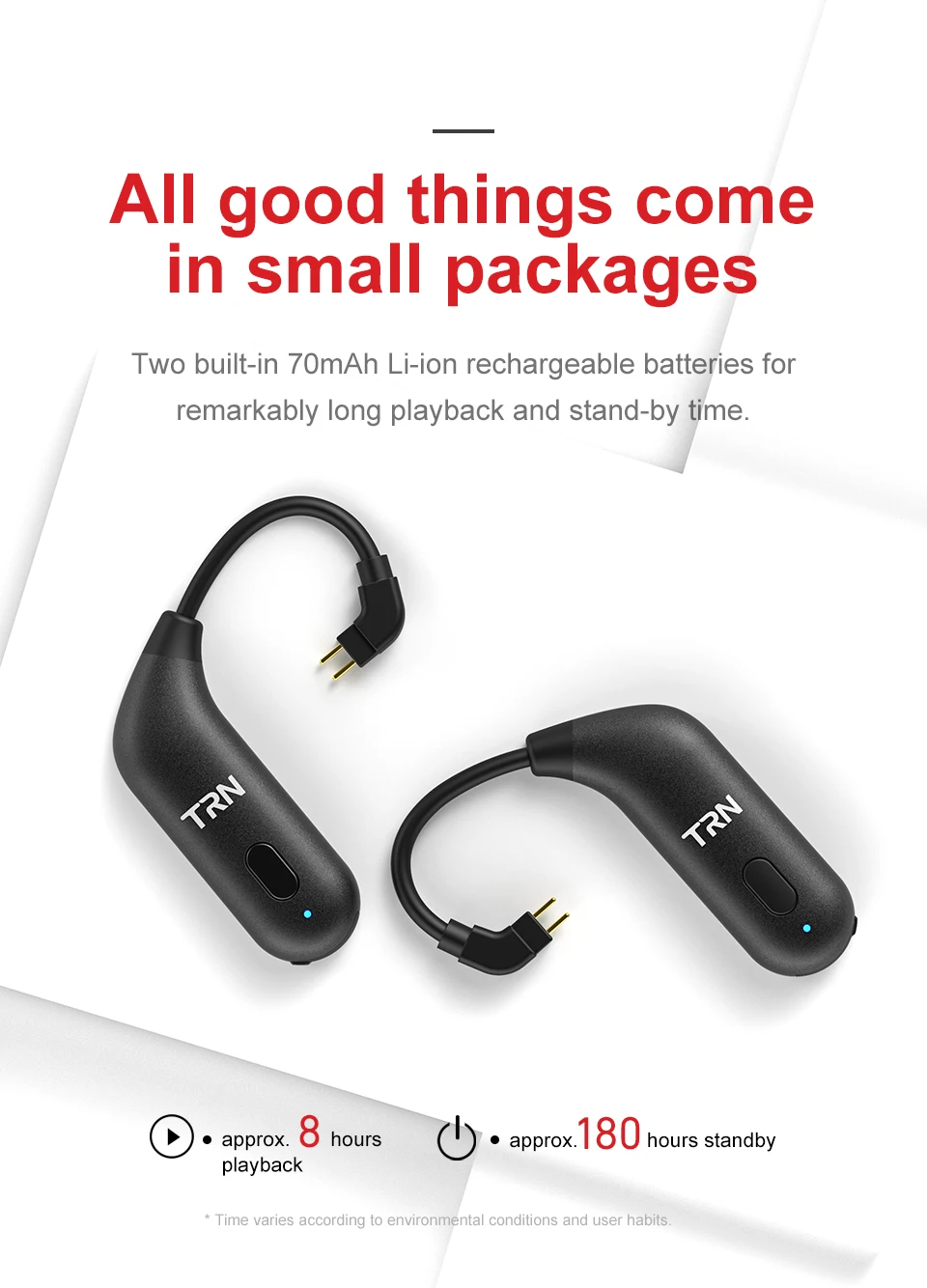 TRN BT20S Bluetooth V5.0 ушной крючок MMCX/2Pin разъем для наушников Bluetooth адаптер для SE535 KZZSN/ZS10/AS16 TRN V80/X6 NICEHCK F3