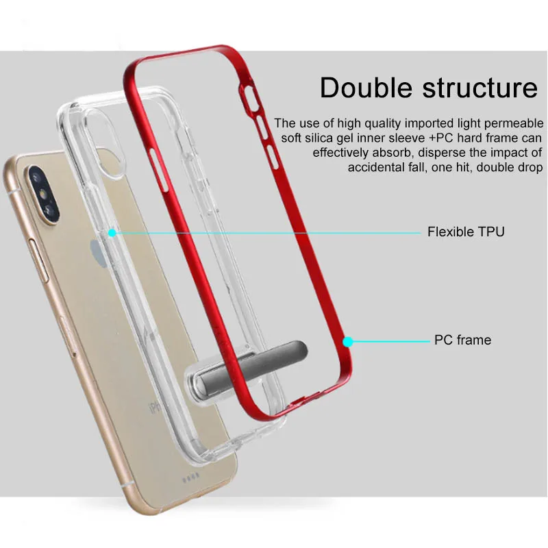 Новый прозрачный кронштейн combo чехол для телефона iphonex xs xr xsmax 8 7 6/6s плюс Чехол