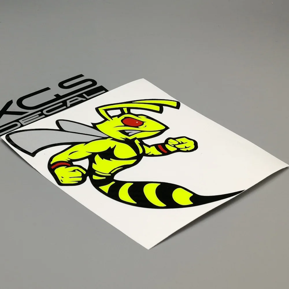 

XGS DECAL car styling multilayer decal vinyl cut neon fluorescent yellow angry bee D Right reflective waterproof stickers