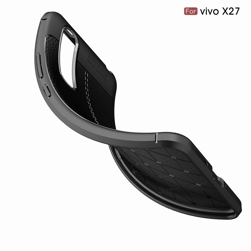 For Vivo X27 Phone Back Protective Smartphone Soft Litchi Striae Shockproof Cases Case Cover | Мобильные телефоны и