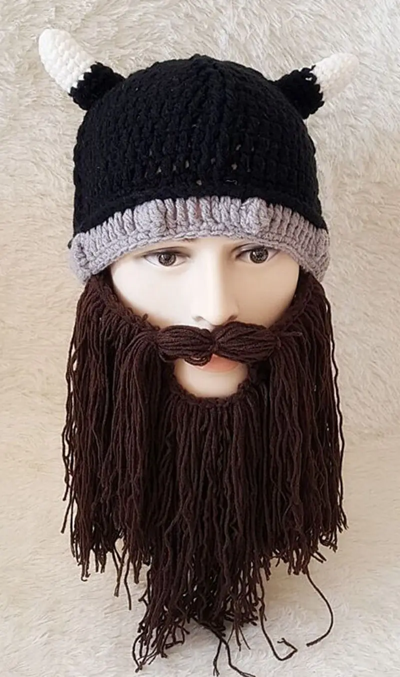 Шляпа для вечеринки на Хэллоуин вязаная шапка с рогом ox усами праздничная