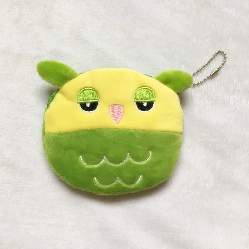 owl green 3 pcs 3 шт., Детский плюшевый Кошелек с единорогом, кошелек на молнии для мелочи, кошелек для девочек, 6 цветов, Женский чехол для ключей - Цвет: owl green 3 pcs