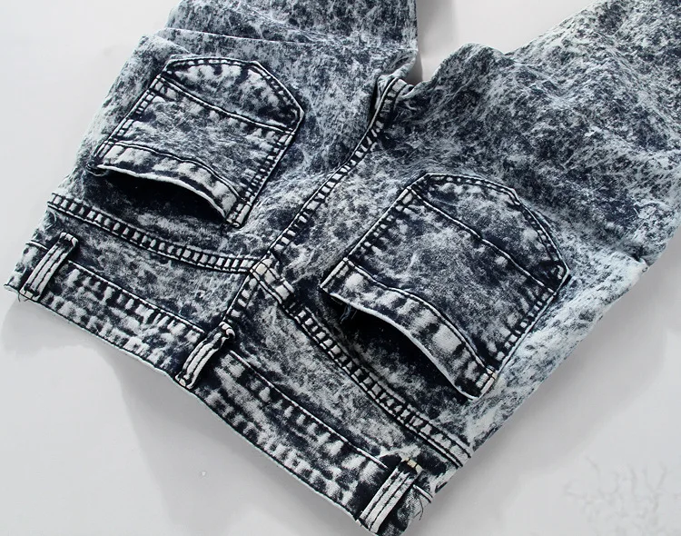 Брендовые дизайнерские мотоциклетные джинсовые брюки для мужчин прямые мытые