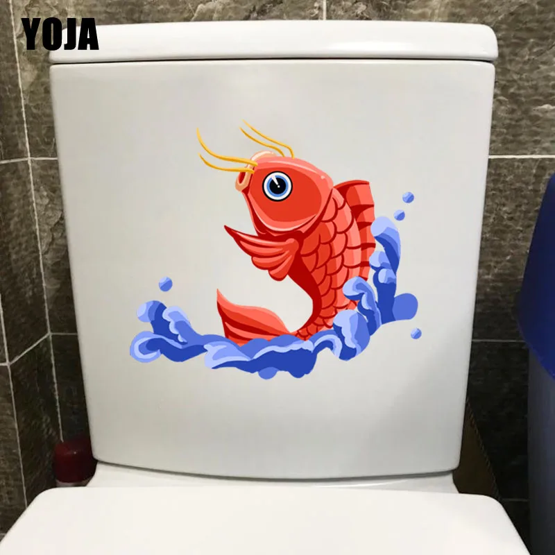 YOJA 23 5*21 3 см парча карп в волнах настенные наклейки для унитаза украшение дома