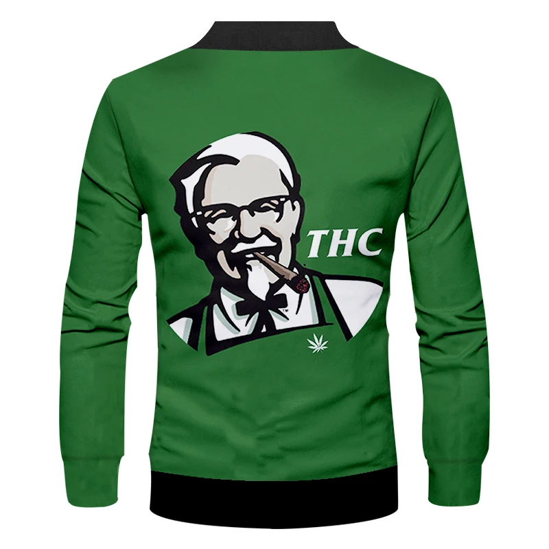 CJLM новые THC 3D Сублимация KFC X 420 ПРИНТ куртки пальто для мужчин хип хоп молния