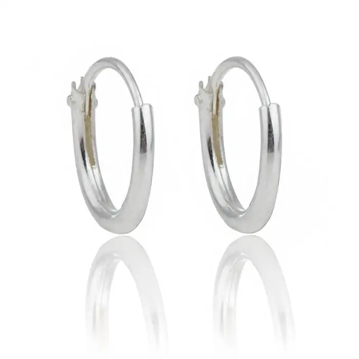 Тонкий настоящее 925 серебро Малый круг вокруг петли Серьги кольца для Для женщин