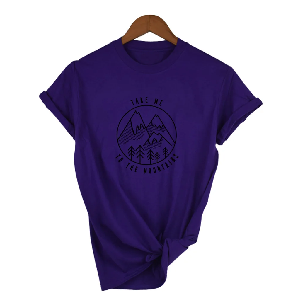 Summer Fashion Vintage Womens Camping Shirts Take Me To The Mountains Outdoors Shirt Clothing Tumblr Graphic Tops | Женская одежда