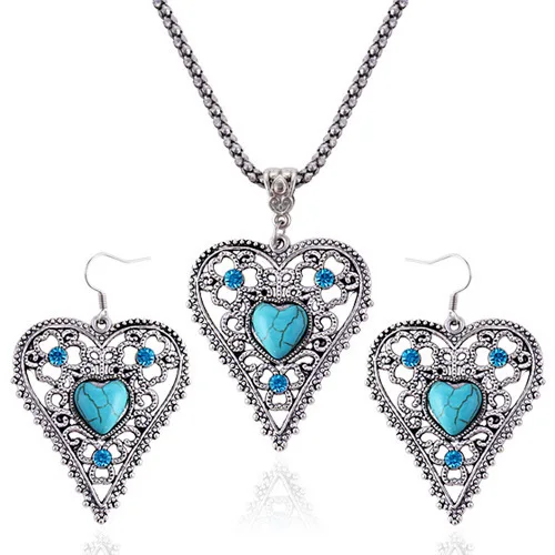 Vintage Designs Blue Rhinestone Stone Earrings Fashion Heart Shape Dangle Drop For Women Girls Style Accessories | Украшения и