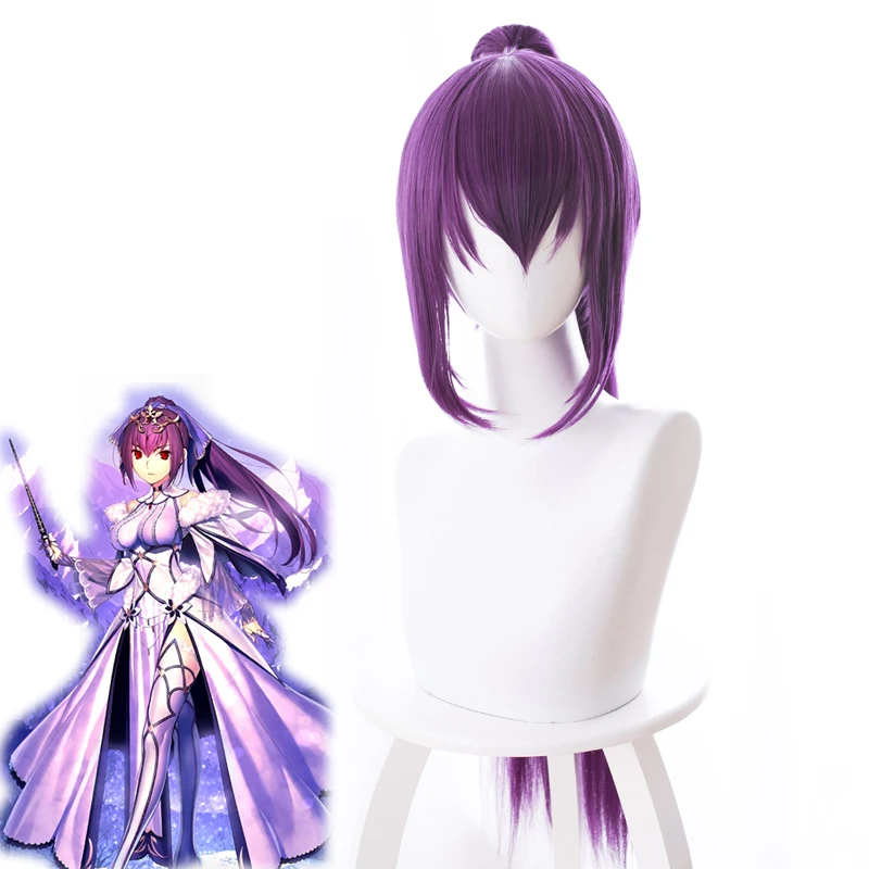 Fate Grand заказ парик фиолетовые волосы Scathach Косплей 80 см Длинные прямые косички