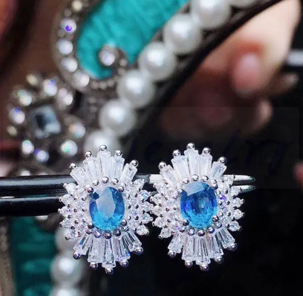 Женские серьги-гвоздики с драгоценными камнями серебро карат | Украшения и