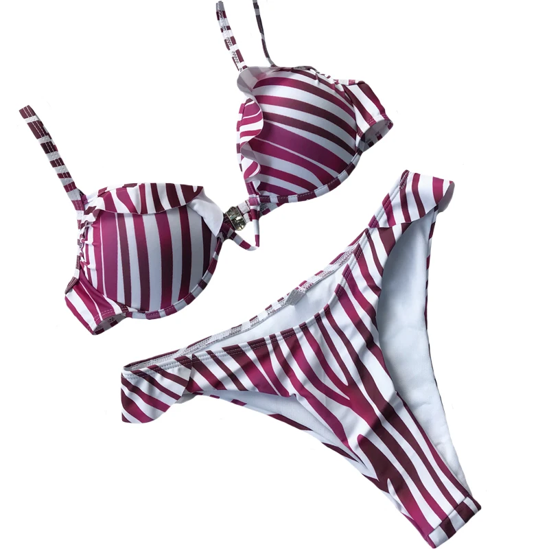 A &amp J женский полосатый пляжный купальник бандажный лоскутный комплект бикини из