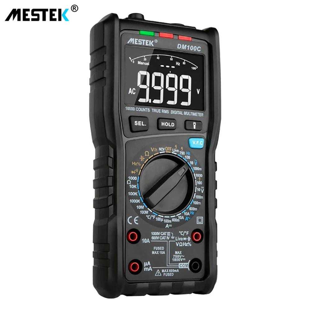 MESTEK DM100C True-RMS цифровой мультиметр Кнопка 10000 граф с аналоговым графом AC/DC Напряжение Амперметр Ток Ом Руководство/Авто