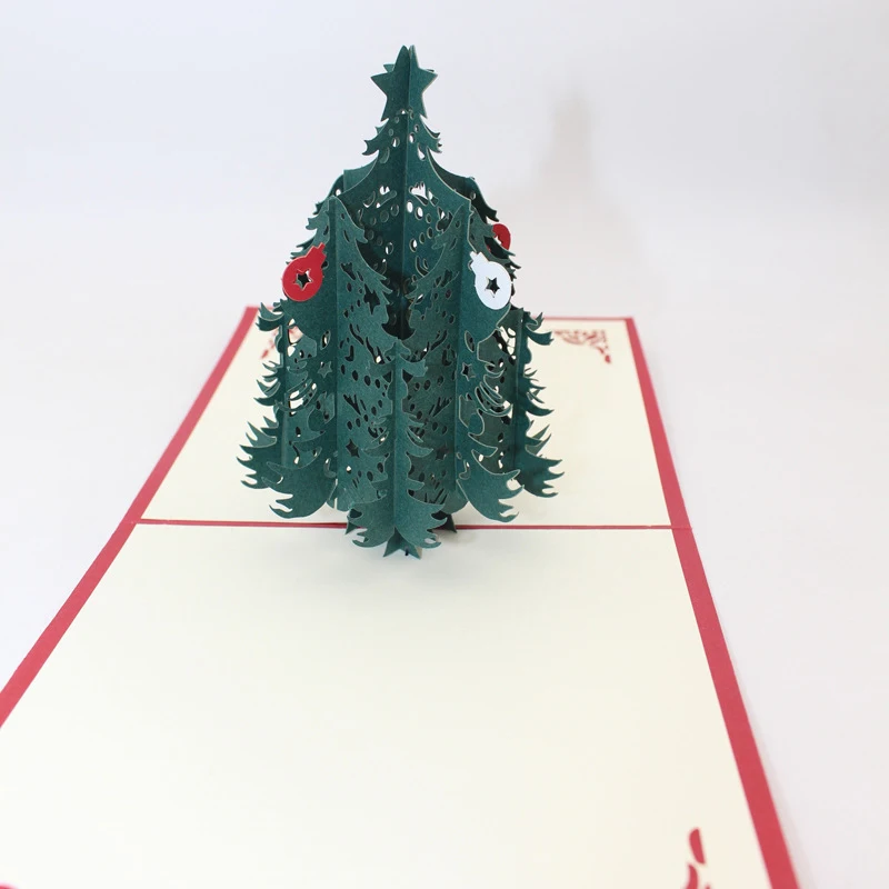 3D Ручная работа 2019 счастливая Рождественская елка из зеленой Кедровой бумаги