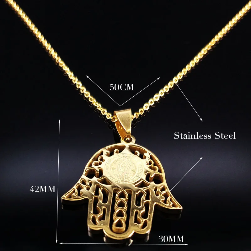 Мужские ожерелья из нержавеющей стали Hamsa Золотистое Ожерелье воротник с
