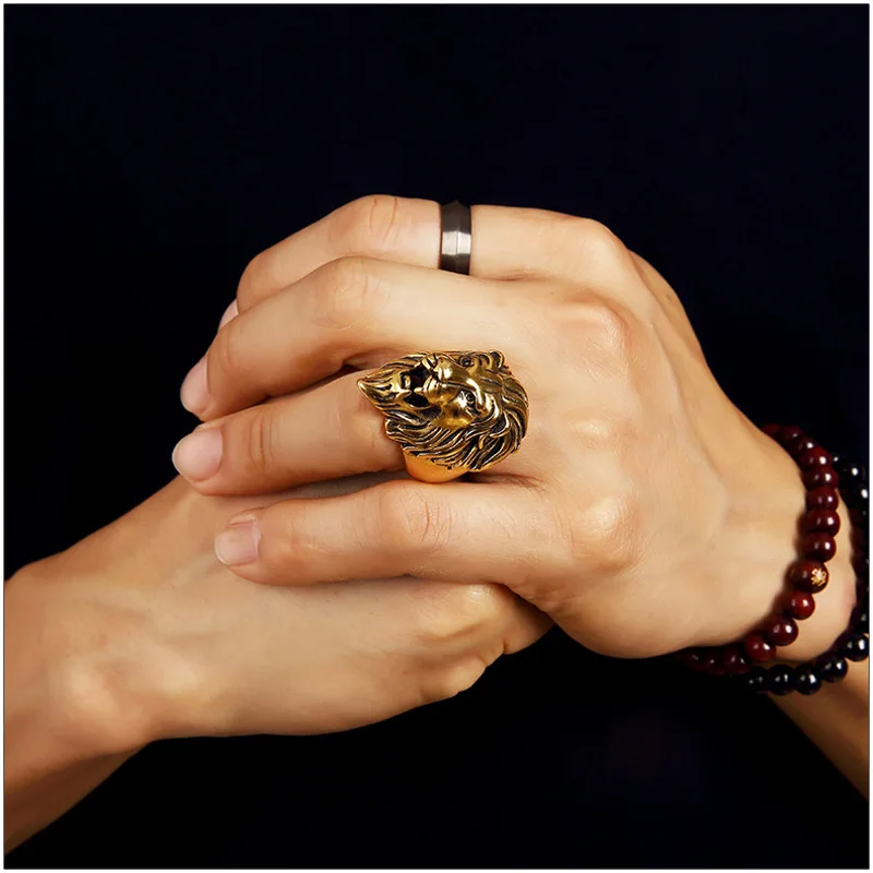 Новинка 2016 золотые кольца с титановым львом хипстеры для мужчин и женщин хип хоп