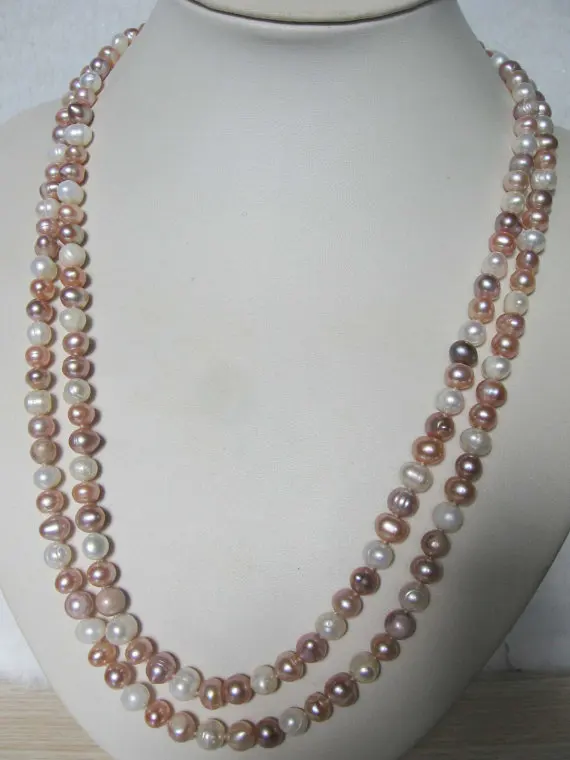 

Элегантные ювелирные изделия из натурального жемчуга, 120 см длиной, AA 7-8 мм, круглая, натуральная, белая, розовая, фиолетовая, Микс, Пресноводный Жемчуг, ожерелье