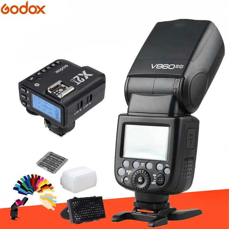 Godox Ving V860II C/N/S/O/F E TTL HSS 1/8000 вспышка + X2T триггер для Canon Nikon Sony Fuji Olympus DSLR