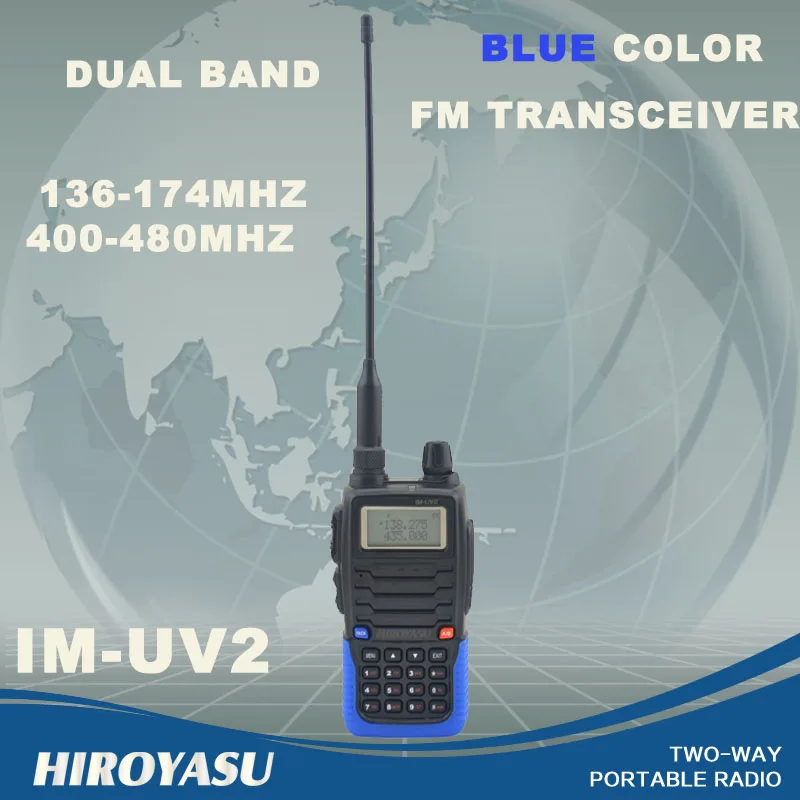 HIROYASU голубой цвет IM-UV2 136-174 МГц и UHF400-480MHz двухдиапазонный 5 Вт/3 Вт 128CH FM 65-108