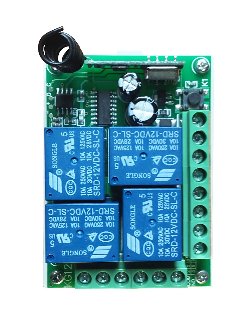 DC12V 4CH 10A Radio Controller RF Wireless Push Remote Control Switch 433 MHZ 2 Transmitter +1 Receiver garage door/window/lamp |